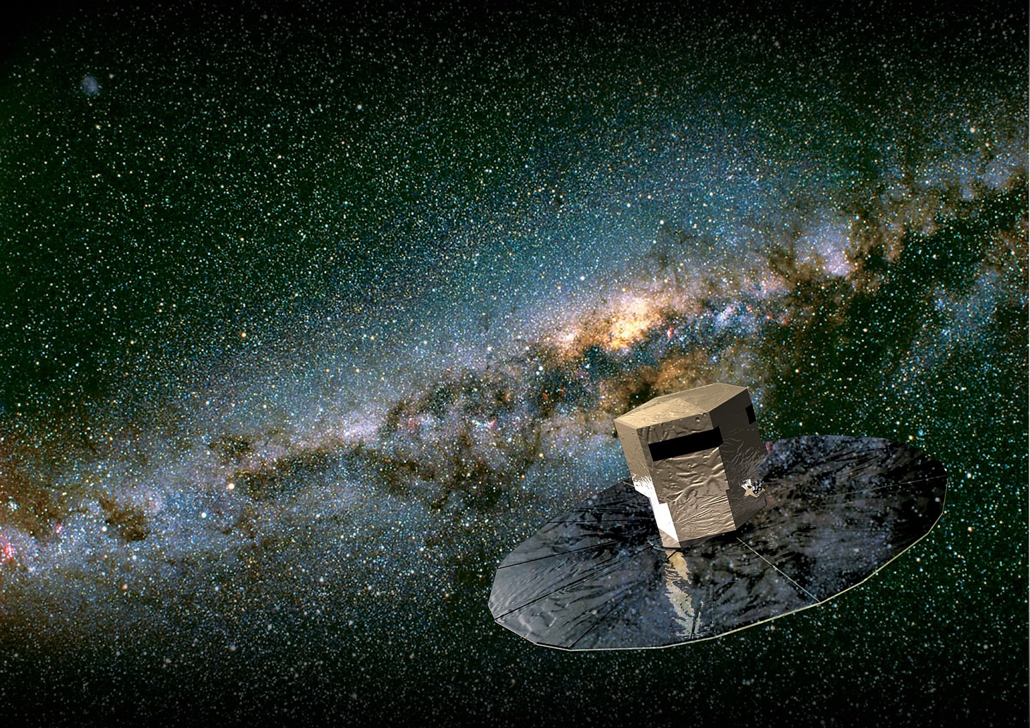 Astrometrie-Sonde Gaia vor dem Band der Milchstraße