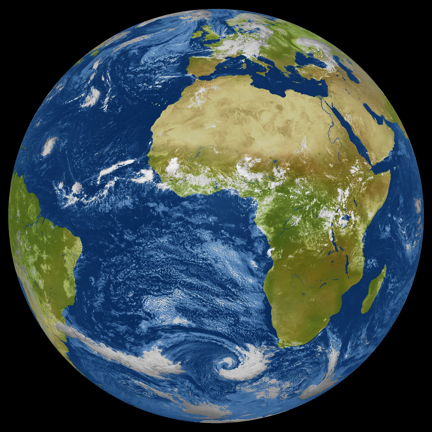 Koloriertes Bild aus Meteosat-7-Daten (4. September 2001)