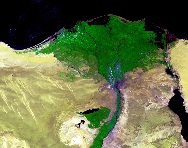 The Nile Delta in Egypt, acquired by Proba-V on 24 March 2014