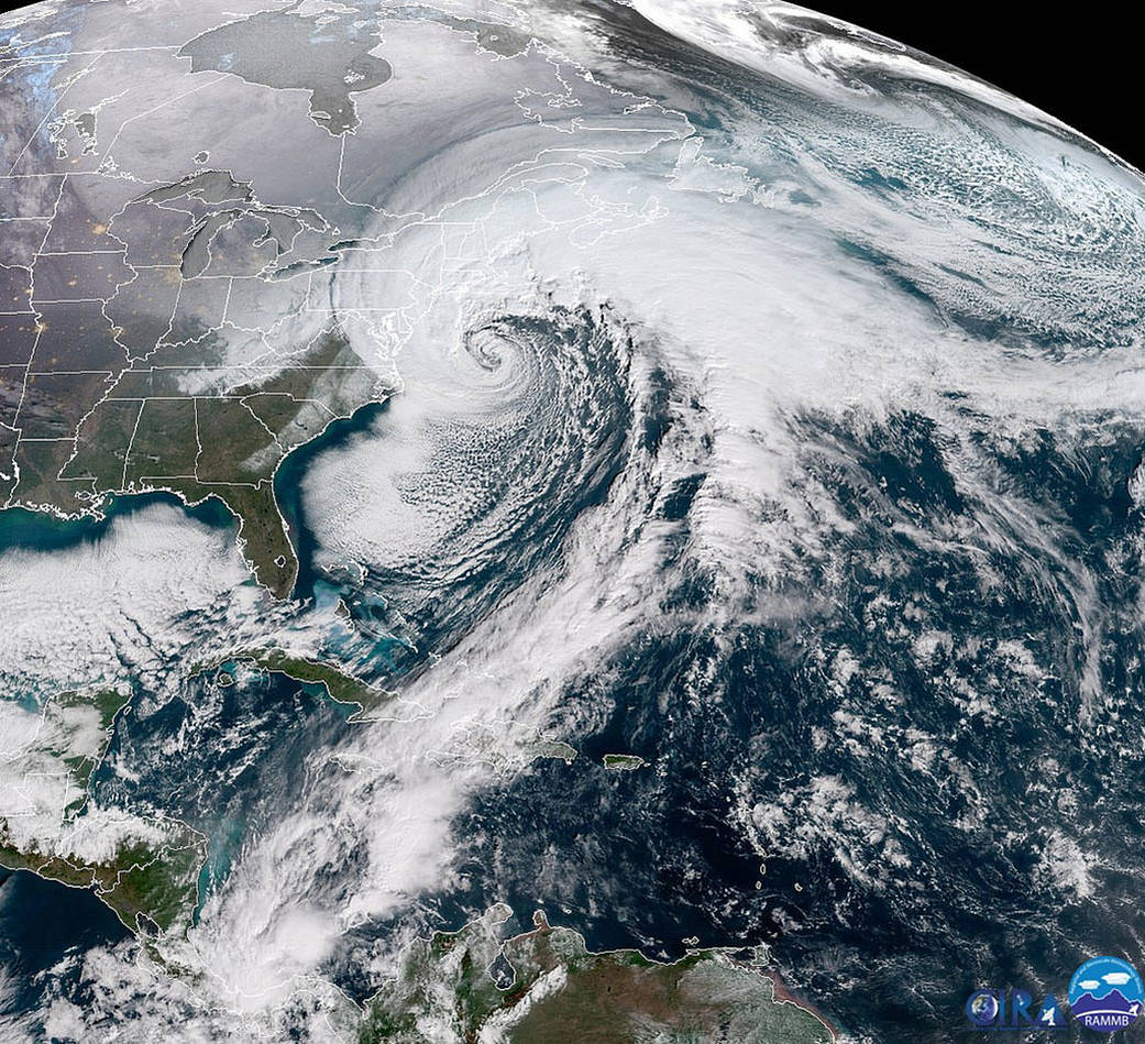 East Coast Bomb Cyclone Seen by NOAA's GOES-16 Satellite
