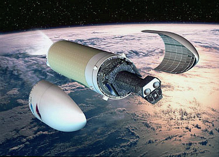 XMM-Newton beim Lösen von der Trägerrakete Ariane-5